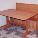 Solid Oak Bench and Trestle Table