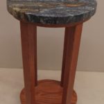 Round Side Table With Granite Top & Open Shelf