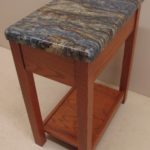 Solid Red Oak Rectangle Side Table With Granite Top