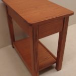 Solid Red Oak Side Table With Open Shelf