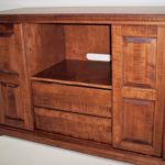 Solid Curly Maple TV Cabinet – Open