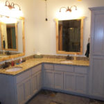 Custom Distressed Vanity & Linen Cabinet