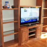 Media Cabinet With Raised Panel Doors & Glass Shelves